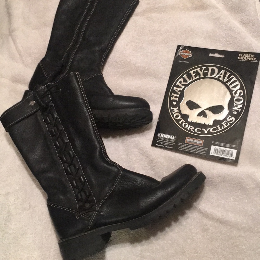 Black harley Davidson boots 8